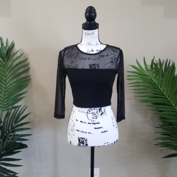 Poof Couture Tops - ⭐2/$15 Sheer Black Crop Top